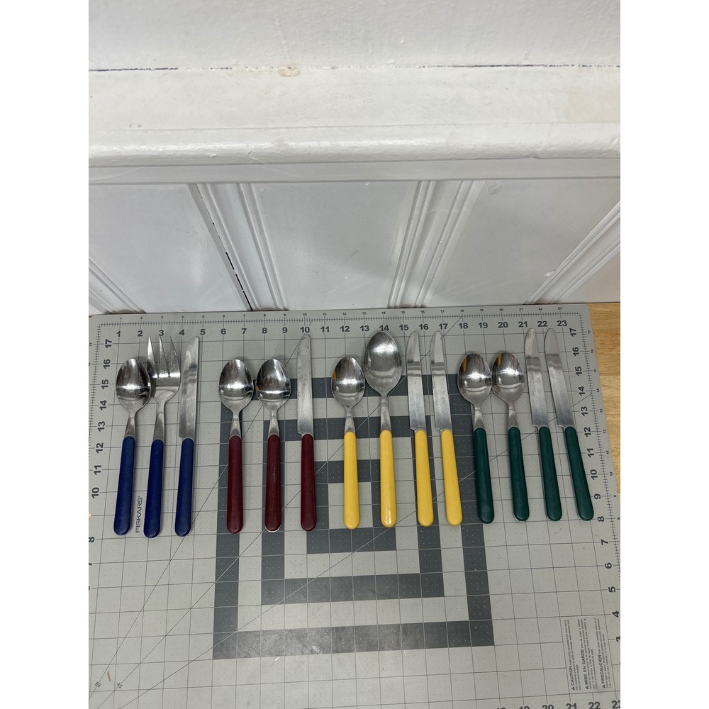 Vtg NHC Taiwan Flatware Mixed Lot 14pc Multicolor Stainless Steel Replacement